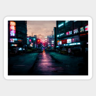 Tokyo City Street View With Neon signs / Tokyo, Japan Sticker